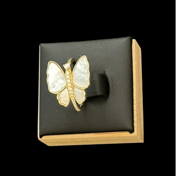 Beautiful Pave Outlined Stone Butterfly Ring | Sparkling Size 8 - Picture 3 of 5